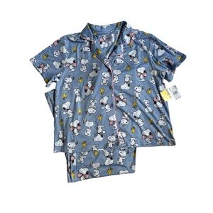 Blue Snoopy and Woodstock Printed Sleep Set size L Pajama pant and shirt